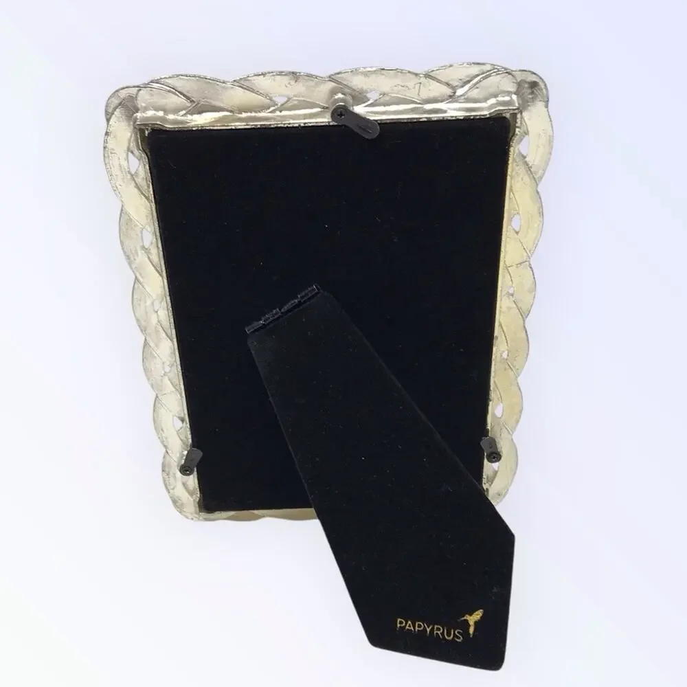 Papyrus NWT 4 x 6 Photo Frame Silver Finish with Braided Style Vintage